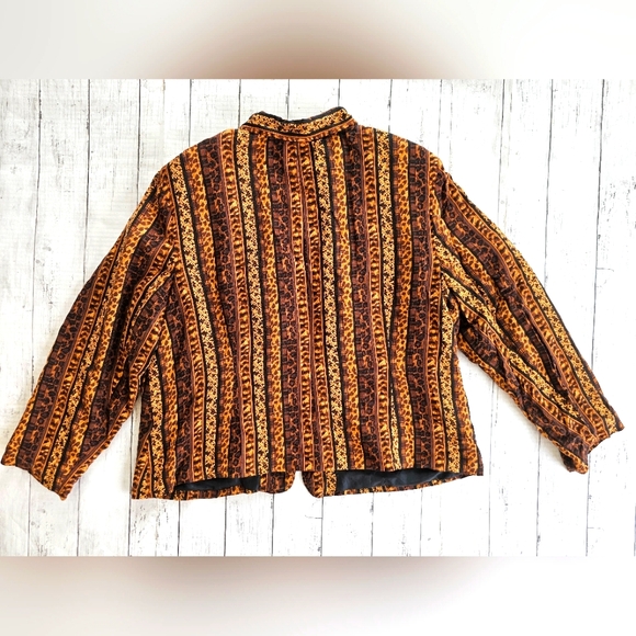 Vintage RARE Melrose Striped Animal Safari Print Zip up Blazer Jacket Leopard - Picture 3 of 10